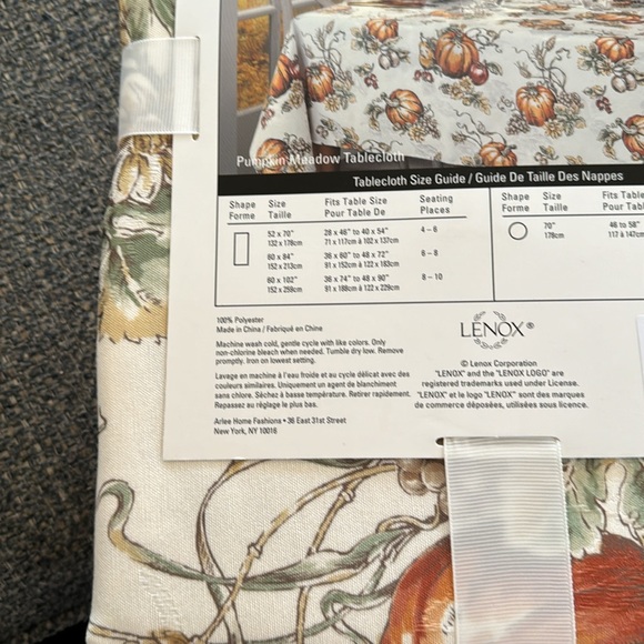 Lenox Pumpkin Meadow 60X102" tablecloth NWT - Picture 4 of 6